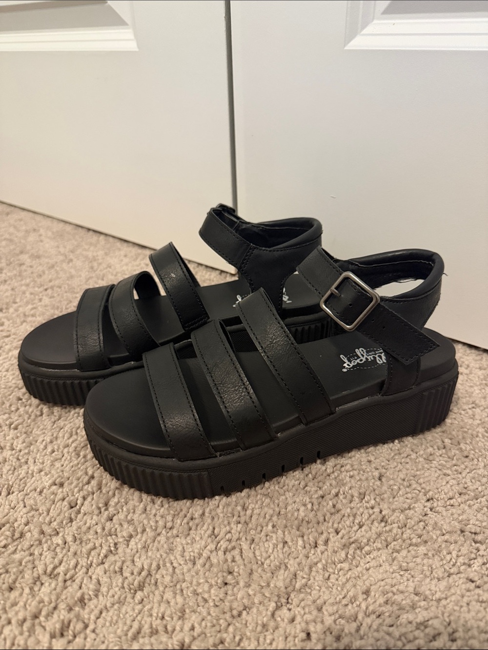 Women’s Black Platform Strappy Sandals